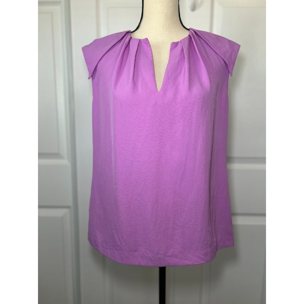 Bananaโ Republic Purple Cap Sleeve Top Pleated Neck Size XS